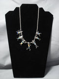 Native American Jewelry Rare Dancing Kachina Turquoise Vintage Navajo Sterling Silver Sharm Necklace Old-Nativo Arts