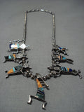 Native American Jewelry Rare Dancing Kachina Turquoise Vintage Navajo Sterling Silver Sharm Necklace Old-Nativo Arts