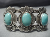 Native American Jewelry Rare Earlier 1900's Vintage Navajo Domed Turquoise Sterling Silver Bracelet-Nativo Arts