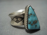 Native American Jewelry Rare Outside Signed!! Vintage Yazzie Turquoise Sterling Silver Ring-Nativo Arts