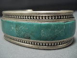 Native American Jewelry Rare Tony Aguilar Sr Vintage Navajo Green Turquoise Sterling Silver Bracelet-Nativo Arts