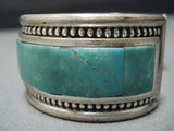 Native American Jewelry Rare Tony Aguilar Sr Vintage Navajo Green Turquoise Sterling Silver Bracelet-Nativo Arts