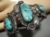 Native American Jewelry Rare Vintage Benally Carico Lake Turquoise Sterling Silver Bracelet-Nativo Arts