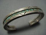 Native American Jewelry Rare Vintage Choctaw Sterling Silver Turquoise Bracelet Cuff-Nativo Arts