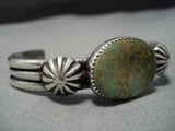Native American Jewelry Rare Vintage Huge Button Sterling Silver Royston Turquoise Bracelet-Nativo Arts