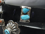 Native American Jewelry Rare Vintage Navajo Angie Cheama Turquoise Coral Sterling Silver Belt-Nativo Arts