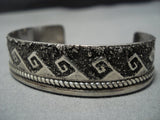 Native American Jewelry Rare Vintage Navajo Water Waves Sterling Silver Bracelet Cuff-Nativo Arts
