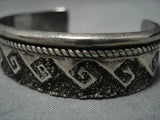 Native American Jewelry Rare Vintage Navajo Water Waves Sterling Silver Bracelet Cuff-Nativo Arts