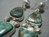 Native American Jewelry Rare Vintage Santo Domingo Tony Aguilar Sr Turquoise Sterling Silver Earrings-Nativo Arts