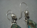 Native American Jewelry Rare Vintage Santo Domingo Tony Aguilar Sr Turquoise Sterling Silver Earrings-Nativo Arts