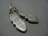 Native American Jewelry Rare Vintage Santo Domingo Tony Aguilar Sr Turquoise Sterling Silver Earrings-Nativo Arts