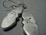 Native American Jewelry Rare Vintage Santo Domingo Tony Aguilar Sr Turquoise Sterling Silver Earrings-Nativo Arts