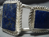 Native American Jewelry Stunning Triple Squared Lapis Lazuli Sturdy Sterling Silver Cuff Bracelet-Nativo Arts