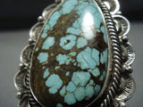 Native American Jewelry Stunning Vintage #8 Turquoise Sterling Silver Rick Martinez Ring-Nativo Arts