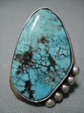 Native American Jewelry Superior Vntage Santo Domingo Sterling Silver Spderweb Turquoise Rng Old-Nativo Arts