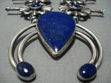 Native American Jewelry The Finest Lapis Chunk Sterling Silver Squash Blossom Necklace-Nativo Arts