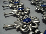 Native American Jewelry The Finest Lapis Chunk Sterling Silver Squash Blossom Necklace-Nativo Arts