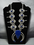 Native American Jewelry The Finest Lapis Chunk Sterling Silver Squash Blossom Necklace-Nativo Arts