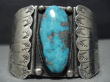 Native American Jewelry Useum Vintage Navao Morenci Turquoise Sterling Silver Shield Bracelet-Nativo Arts