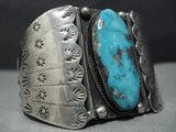 Native American Jewelry Useum Vintage Navao Morenci Turquoise Sterling Silver Shield Bracelet-Nativo Arts