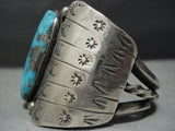 Native American Jewelry Useum Vintage Navao Morenci Turquoise Sterling Silver Shield Bracelet-Nativo Arts
