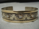 Native American Jewelry Very Important Richard Tsosie Real 14k Gold Diamond Sterling Silver Bracelet-Nativo Arts