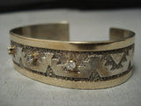 Native American Jewelry Very Important Richard Tsosie Real 14k Gold Diamond Sterling Silver Bracelet-Nativo Arts