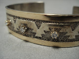 Native American Jewelry Very Important Richard Tsosie Real 14k Gold Diamond Sterling Silver Bracelet-Nativo Arts