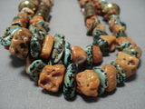 Native American Jewelry Very Important Vintage Santo Domingo Tony Aguilar Sr Coral Turquoise Necklace-Nativo Arts