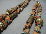 Native American Jewelry Very Important Vintage Santo Domingo Tony Aguilar Sr Coral Turquoise Necklace-Nativo Arts