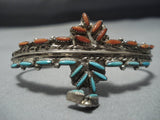 Native American Jewelry Very Unique! Dangling Turquoise Vintage Navajo Sterling Silver Bracelet-Nativo Arts