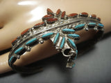 Native American Jewelry Very Unique! Dangling Turquoise Vintage Navajo Sterling Silver Bracelet-Nativo Arts