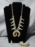 Native American Jewelry Vintage Navajo Gold Turquoise Sterling Silver Squash Blossom Necklace Bracelet-Nativo Arts