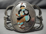 Native American Museum Dancing Kachina Turquoise Sterling Silver Coral Bracelet Old-Nativo Arts