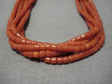 Native American Museum Quality Santo Domingo Coral Heishi Sterling Silver Heishi Necklace-Nativo Arts