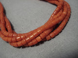 Native American Museum Quality Santo Domingo Coral Heishi Sterling Silver Heishi Necklace-Nativo Arts