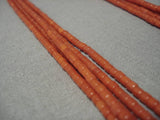 Native American Museum Quality Santo Domingo Coral Heishi Sterling Silver Heishi Necklace-Nativo Arts