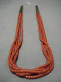 Native American Museum Quality Santo Domingo Coral Heishi Sterling Silver Heishi Necklace-Nativo Arts