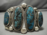 Native American Museum Vintage Red Mountain Turquoise Sterling Silver Bracelet Old-Nativo Arts