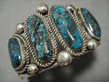 Native American Museum Vintage Red Mountain Turquoise Sterling Silver Bracelet Old-Nativo Arts