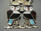 Native American Museum Vintage Zuni Turquoise Sterling Silver Owl Squash Blsosom Necklace Old-Nativo Arts