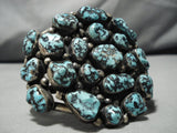 Native American One Of The Best Vintage Navano Nugget Turquoise Sterling Silver Bracelet Old-Nativo Arts
