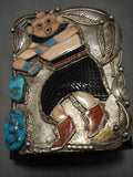 Native American One Of The Best Vintage Zuni Turquoise Muhead Sterling Silver Ketoh Bracelet Old-Nativo Arts