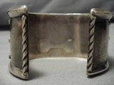 Native American Opulent Heavy Vintage Huge Blue Diamond Turquoise Sterling Silver Bracelet-Nativo Arts