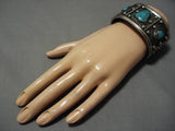 Native American Opulent Heavy Vintage Huge Blue Diamond Turquoise Sterling Silver Bracelet-Nativo Arts