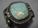 Native American Opulent Vintage Early Green #8 Turquoise Sterling Silver Bracelet Old-Nativo Arts