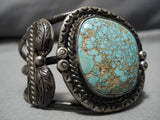 Native American Opulent Vintage Early Green #8 Turquoise Sterling Silver Bracelet Old-Nativo Arts