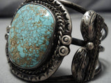 Native American Opulent Vintage Early Green #8 Turquoise Sterling Silver Bracelet Old-Nativo Arts