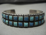 Native American Rare Squared Turquoise Lapis Sterling Silver Navajo Bracelet-Nativo Arts