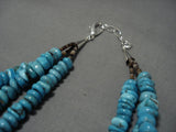 Native American Rare Stunning Vintage Navajo Santo Domingo Turquoise Sterling Silver Necklace Old-Nativo Arts